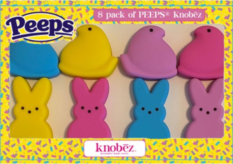 Knobēz : Decorative Knob Covers - PEEPS® - 8pk - Stretch Over Hardware Decorations, Spring-Easter, Kitchen-Bathroom-Dressers-Home - Image 1
